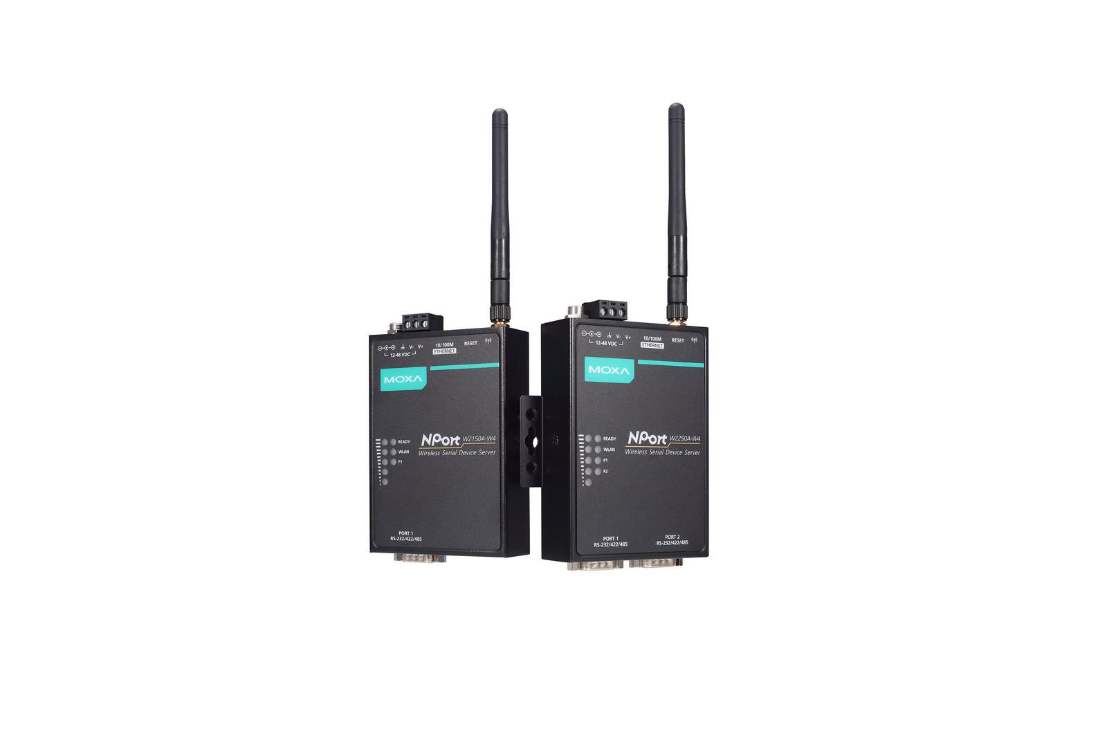 NPort W2150A-W4/W2250A-W4 Series 1 and 2-port serial-to-Wi-Fi (802.11a/b/g/n) device servers with a wireless client